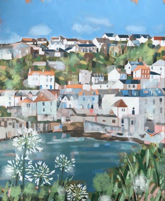 Port Isaac And Agapanthus