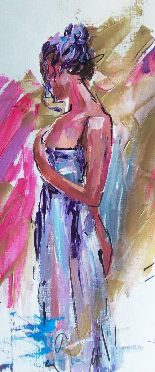 Woman Acrylic Painting on Paper by Antigoni Tziora