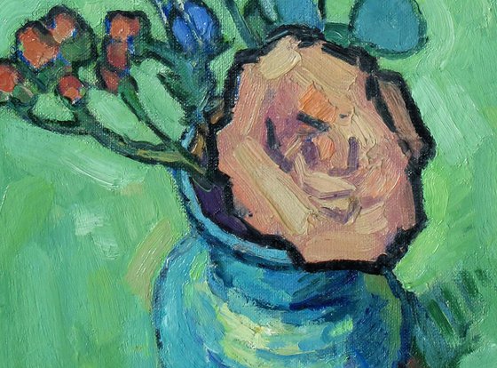 The Rose in Blue Vase