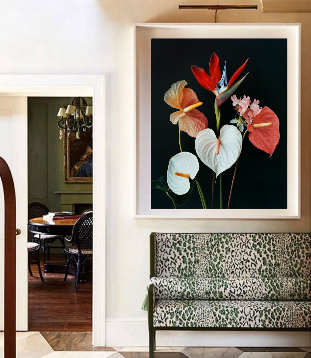 Photorealistic Botanical Photograph By Michael Filonow, 26 X 32", Tropical Harmony, Original Artwork