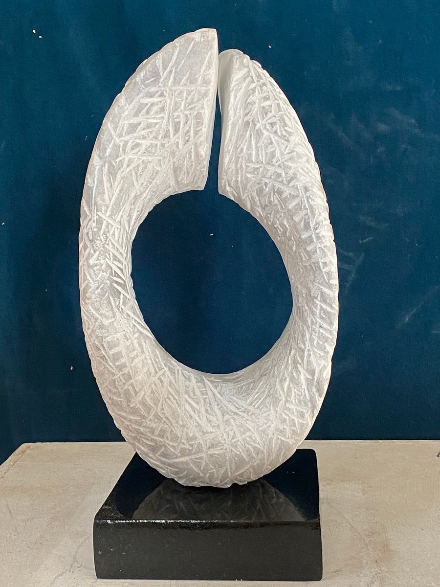 Geometric Abstract Stone Sculpture By Michael Rofka, 7 X 12", Gap, Original Artwork