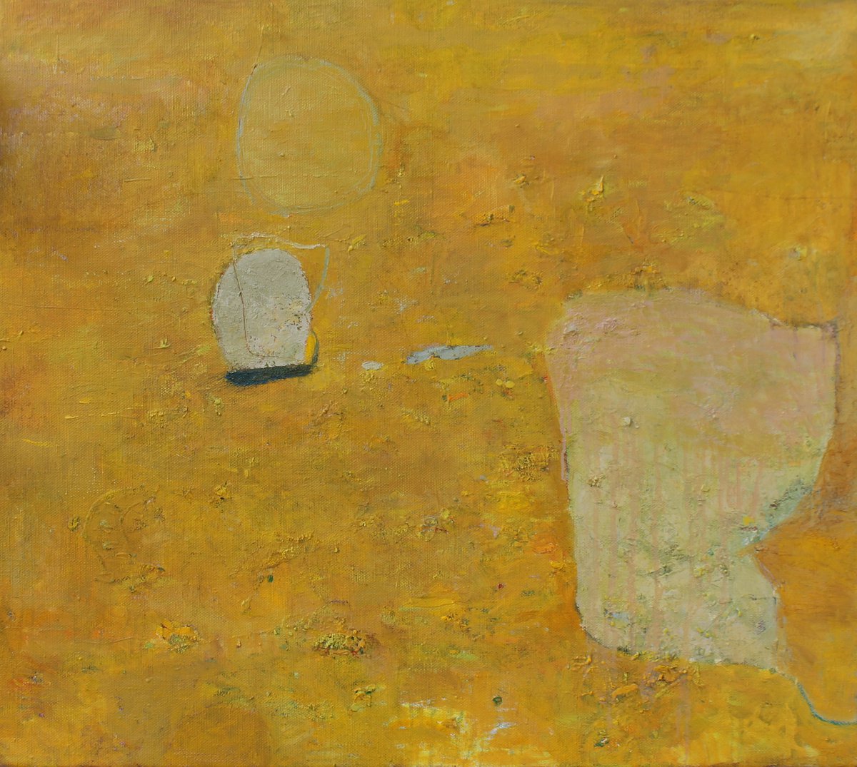 Geometric Abstract Oil Painting By Sergiy Dekalyuk, 39 X 35", Silence ?v, Original Artwork