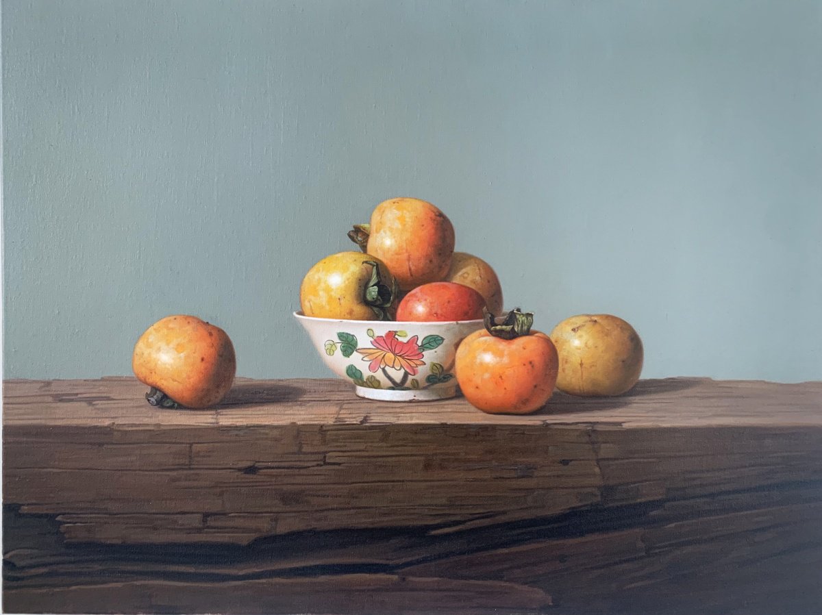 Photorealistic Still Life Oil Painting By Kunlong Wang, 31 X 24", Still Life:zen Art C151, Original Artwork