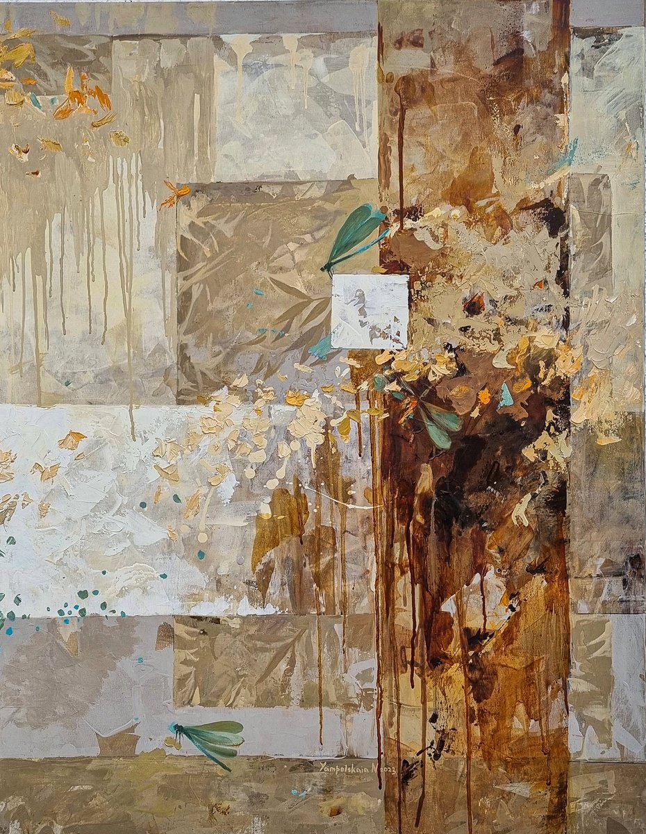 Abstract Oil Painting By Natalia Yampolskaia, 28 X 35", Autumn. Harmony Of Creation I, Original Artwork