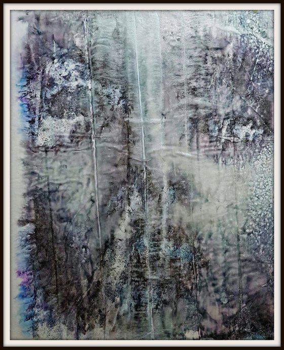 On the mirror (n.354) - 58,00 x 71,50 x 2,50 cm - ready to hang - mix media painting on stretched canvas