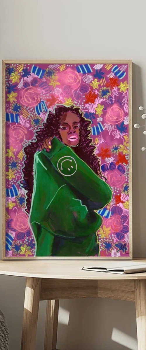 Colorful Woman in Green by Sasha Robinson