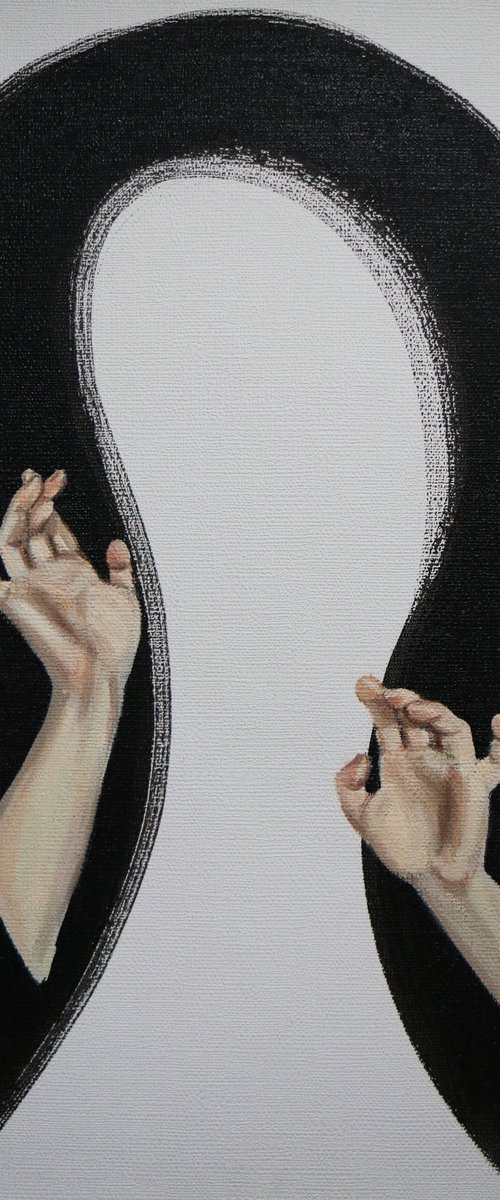 CATCH THE FLOW - BLACK LINE, OIL PAINTING,HOME DECOR, OFFICE DECOR, ORIGINAL GIFT by Anzhelika Klimina