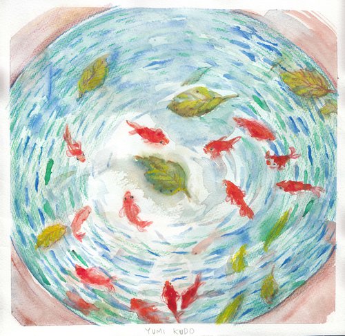 Goldfish in a pot by Yumi Kudo