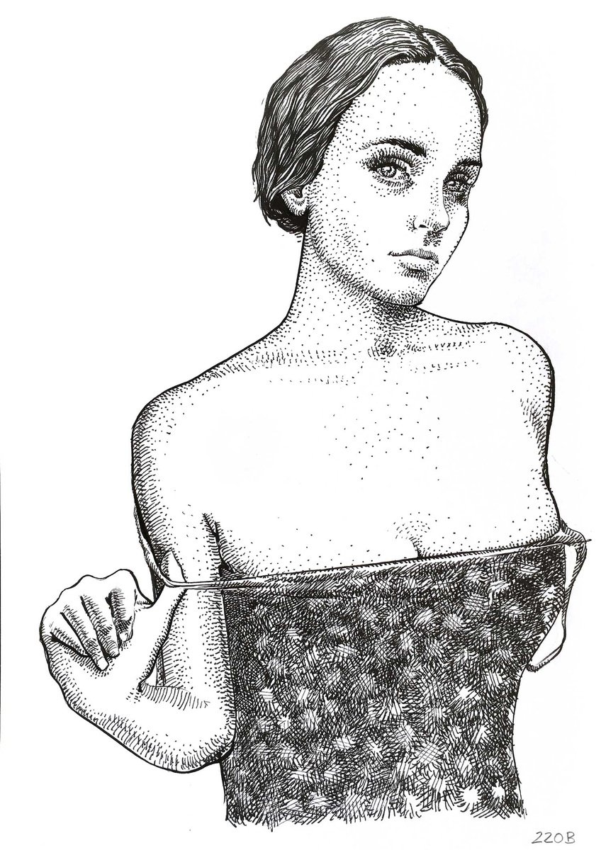 Portrait Ink Drawing By Dario Moschetta, 8 X 11, Portrait 220B.2020, Original Artwork