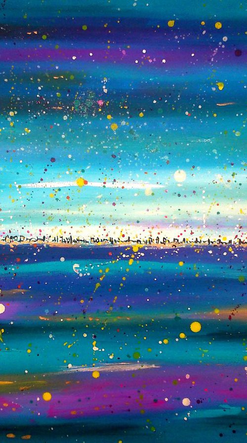 Purple Blue Mirage City by Maria Luisa  Azzini