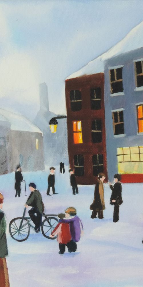 Busy winter street scene by Gordon Bruce