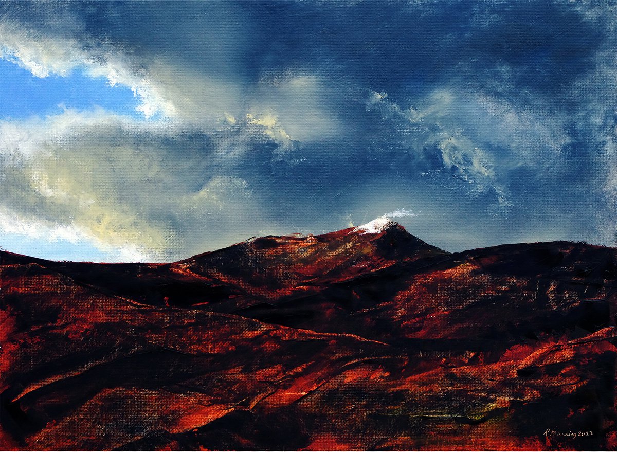 Abstract Landscape Oil Painting By Richard Manning, 31 X 23", Landscape-32, Original Artwork