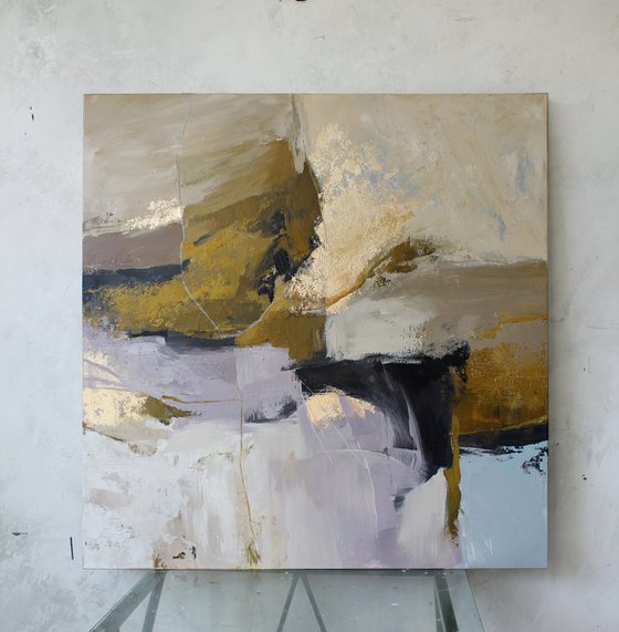 "Cape" Abstract licak beige brown art