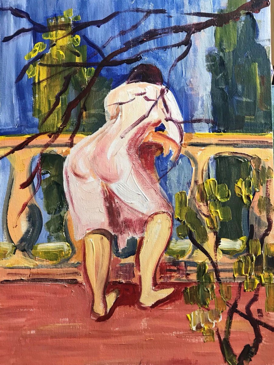 Abstract Portrait Acrylic Painting By Tetiana Pchelnykova, 12 X 16", Morning, Original Artwork