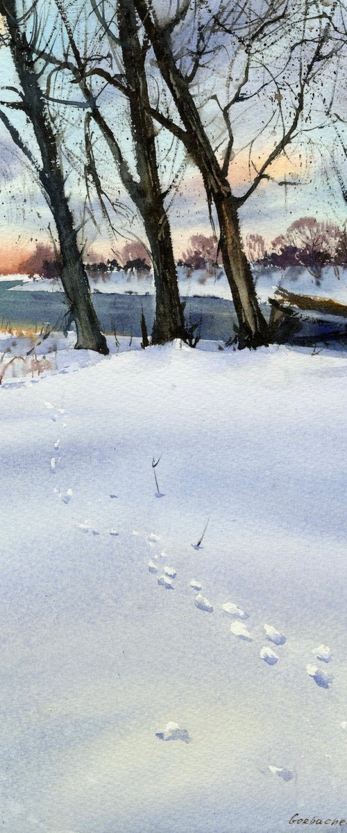 Footprints in the snow by Eugenia Gorbacheva