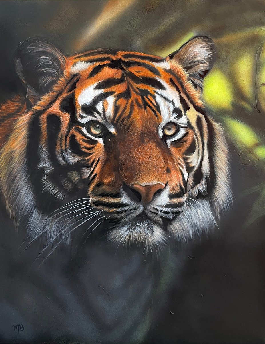 Photorealistic Animal Acrylic Painting By Maria Arias, 16 X 20", Flow, Original Artwork