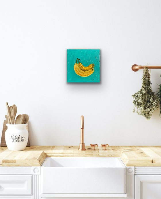 Bananas on emerald green