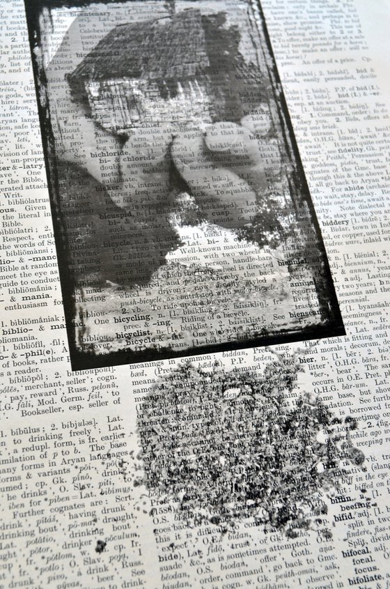 Hand Of God - Collage Art on Large Real English Dictionary Vintage Book Page