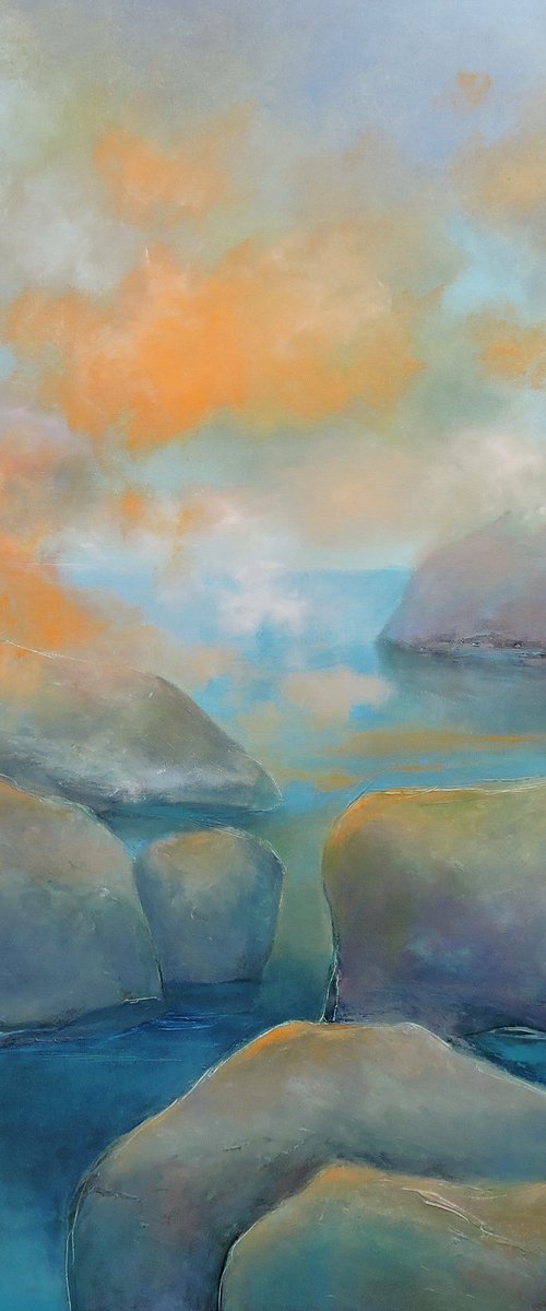 Clouds by the Coast, 36" x 36". by Veta  Barker