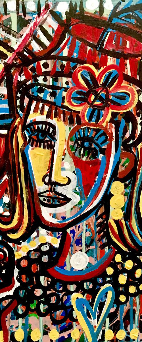 French girl with flower by Mercedes Lagunas