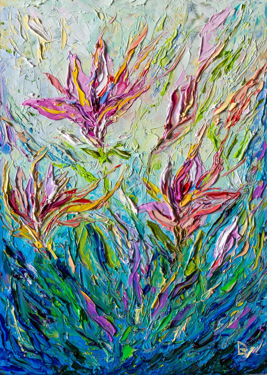 Impressionistic Botanical Oil Painting By Vladyslav Durniev, 10 X 14", Flowers, Original Artwork