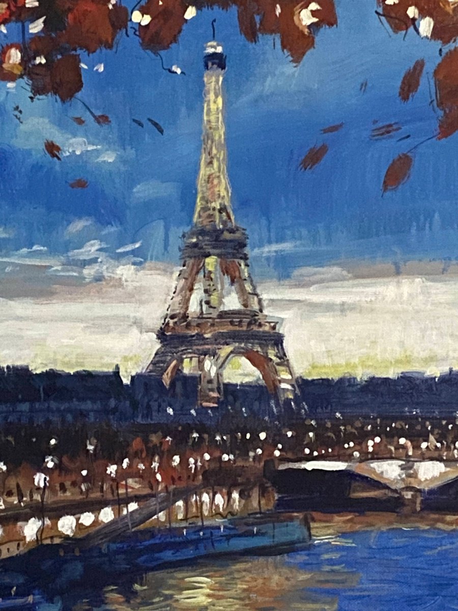 Impressionistic Cityscapes Acrylic Painting By Paul Cheng, 20 X 24", Paris Cafe No4, Original Artwork
