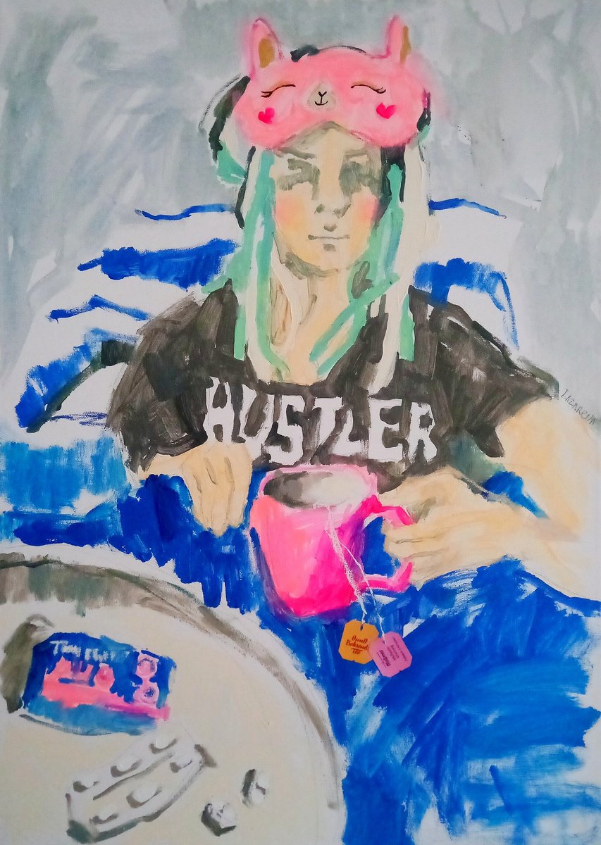 Expressive Portrait Acrylic Painting By Valerie Lazareva, 20 X 28", Selfportrait 2023, Original Artwork