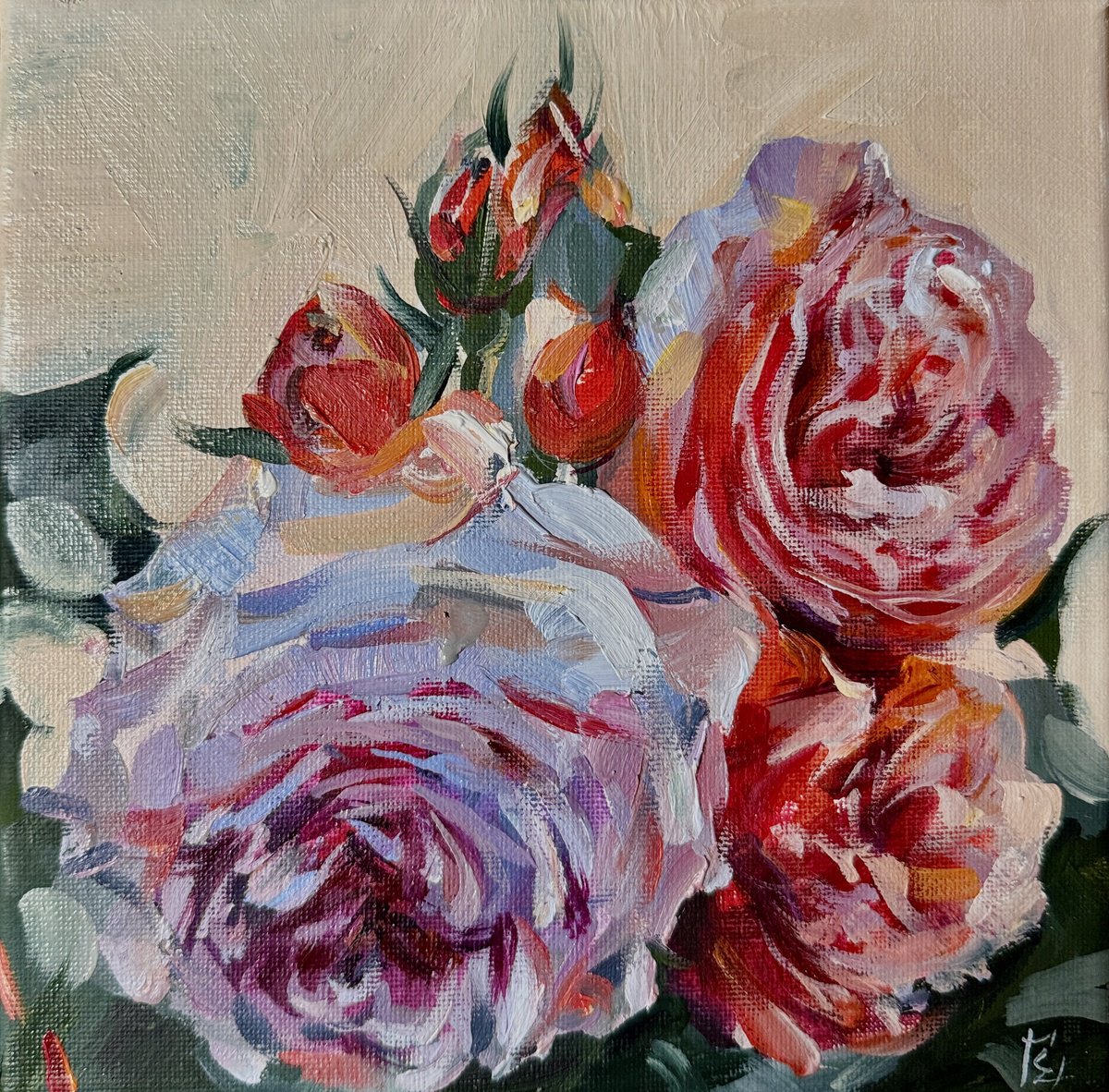 Roses At Dawn By Olena Hromova, 8 X 8, Artwork For Sale On Artfinder