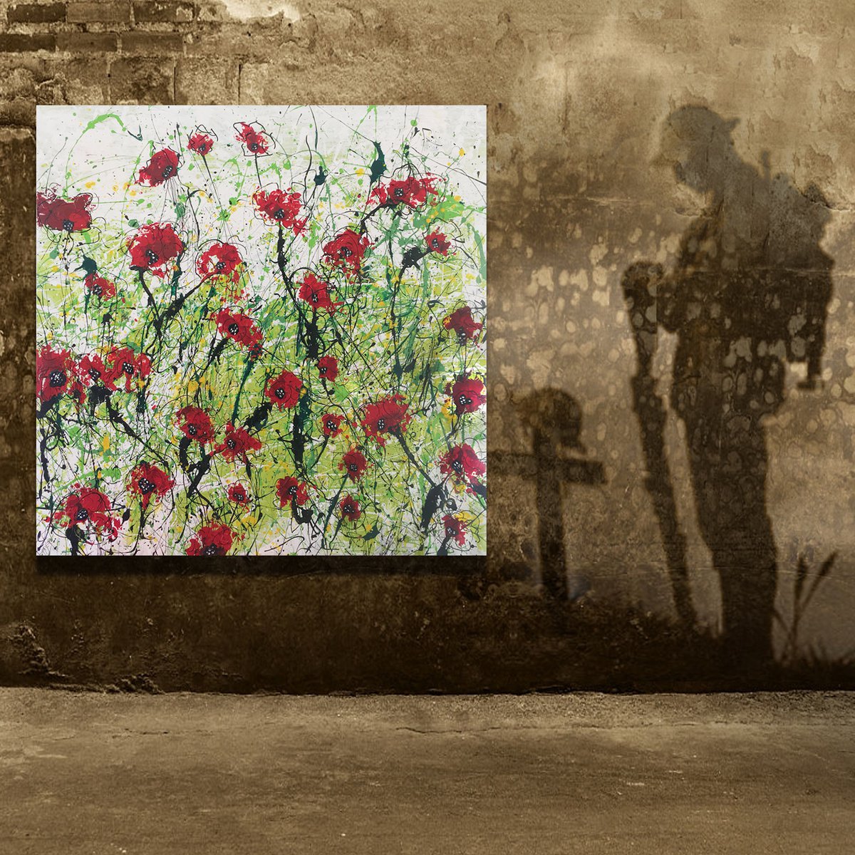 Abstract Acrylic Painting By Lynne Godina-Orme, 40 X 40", A Minute Silence, Original Artwork