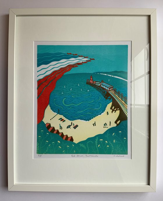 Red Arrows, Bournemouth - signed original linocut - Artist’s proof