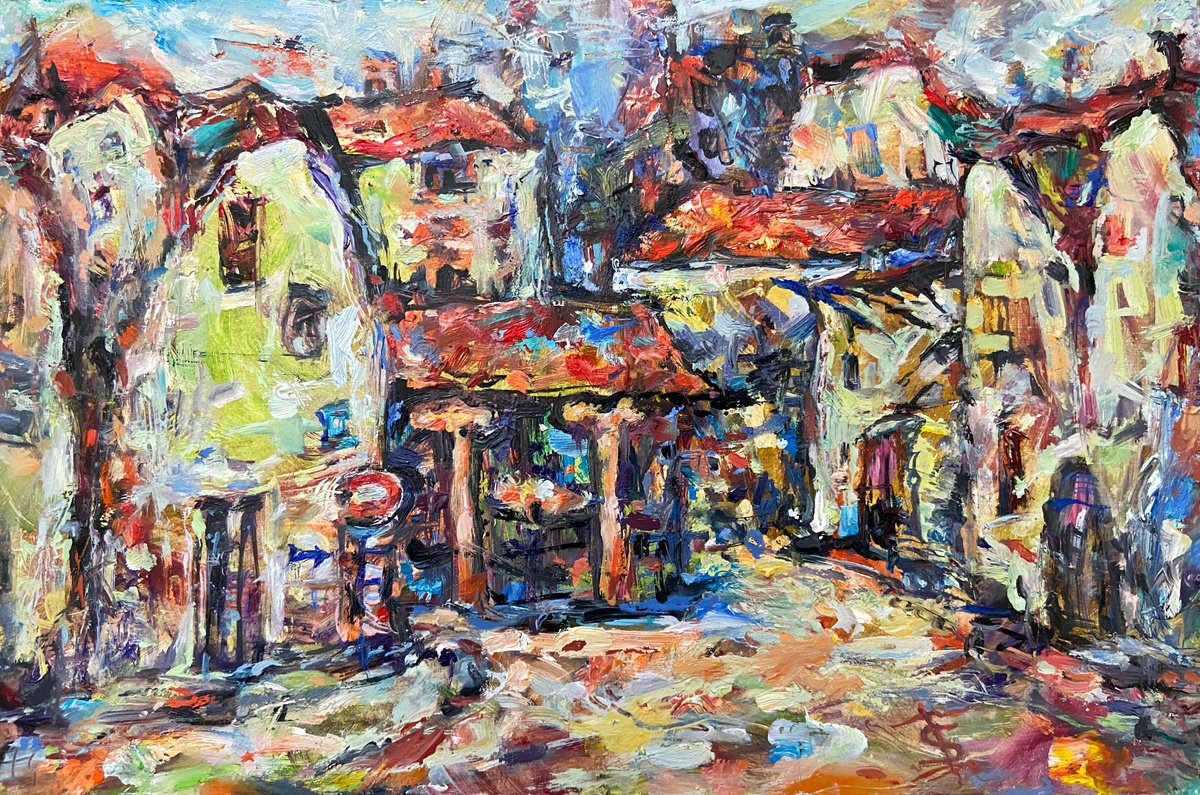 Impressionistic Landscape Oil Painting By Elvira Sesenina, 12 X 8, French Countryside, Original Artwork