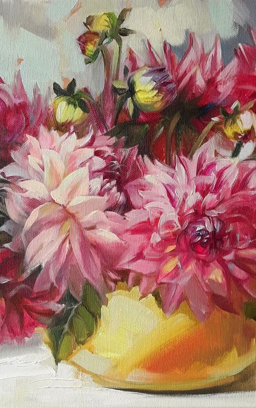Lush Autumn Dahlia flowers by Nataly Derevyanko