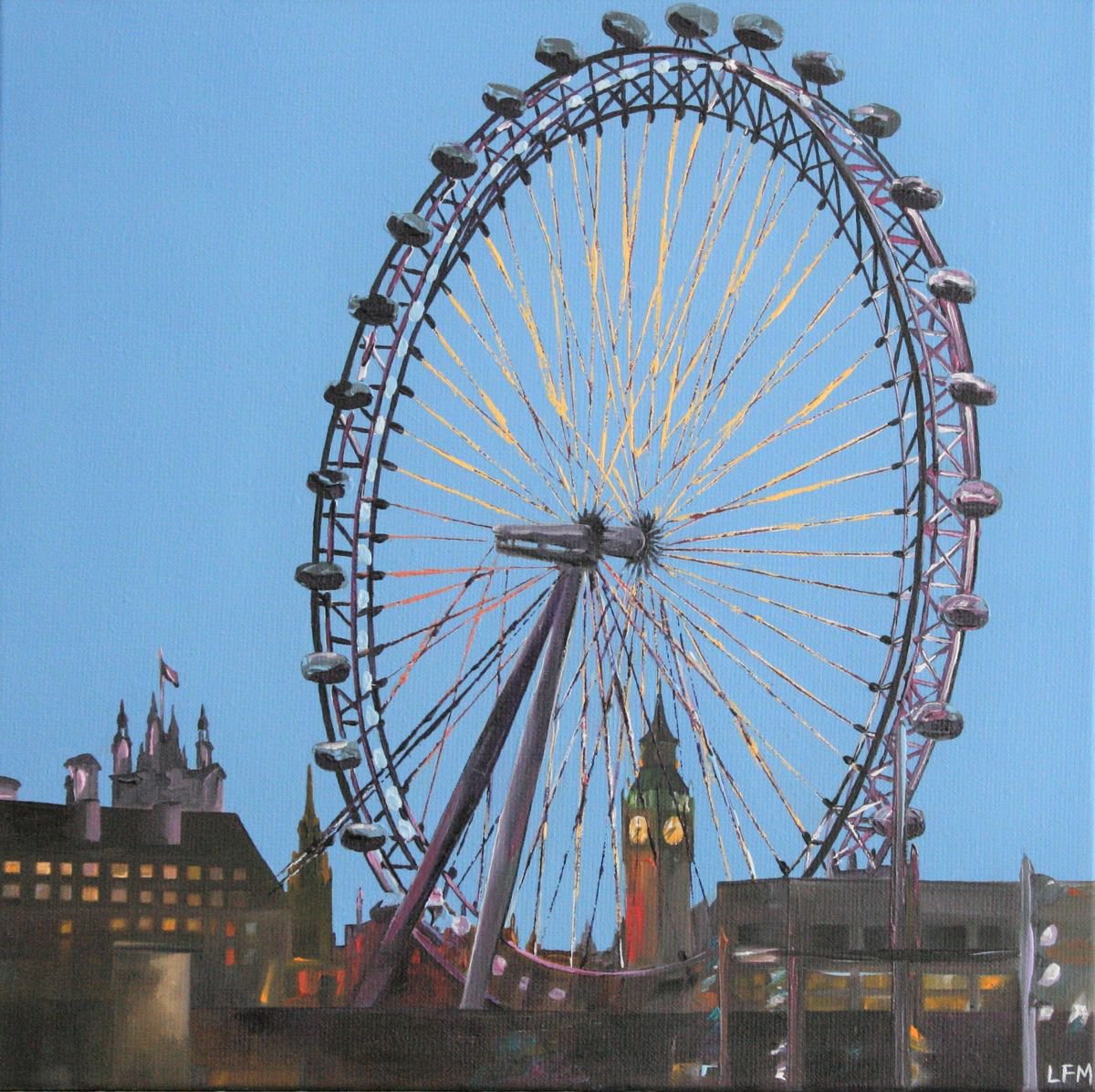 London Eye at Night by Linda Monk