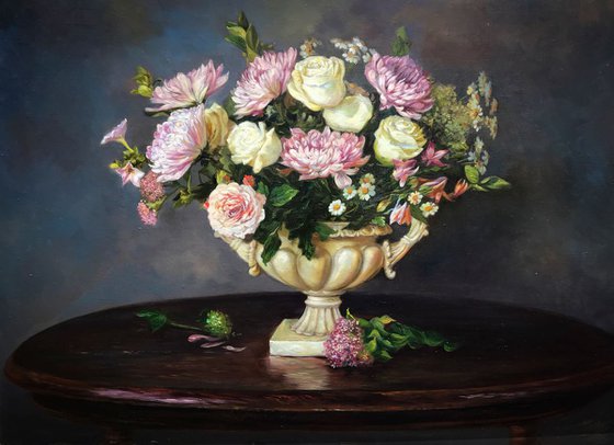 Flowers in white vase