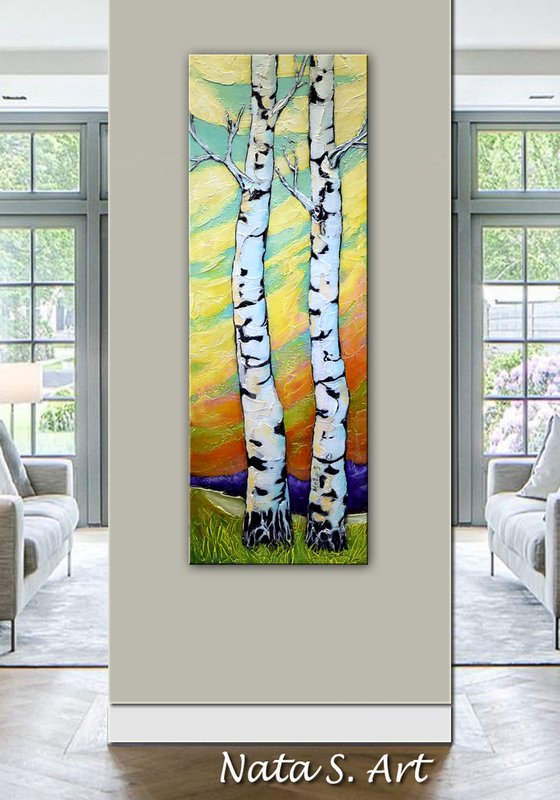 "Couple"  - Birch Trees Painting