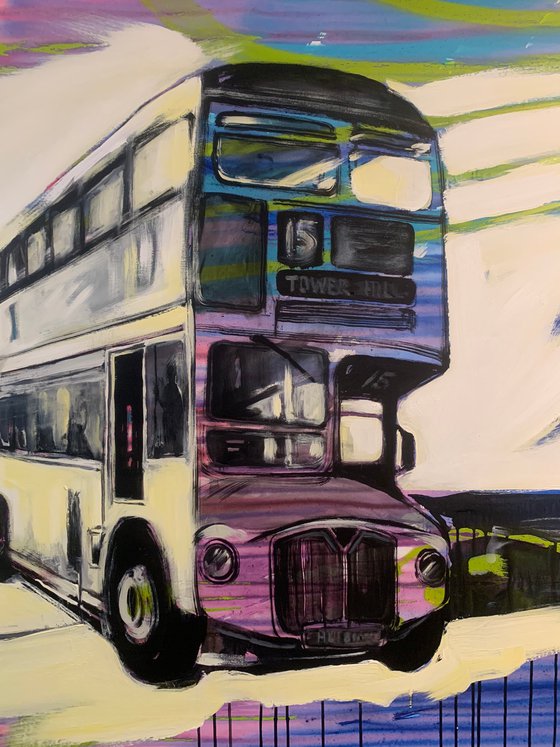 XXXL Big painting - "Red bus" - London - Bus - Street - City - Great Britain