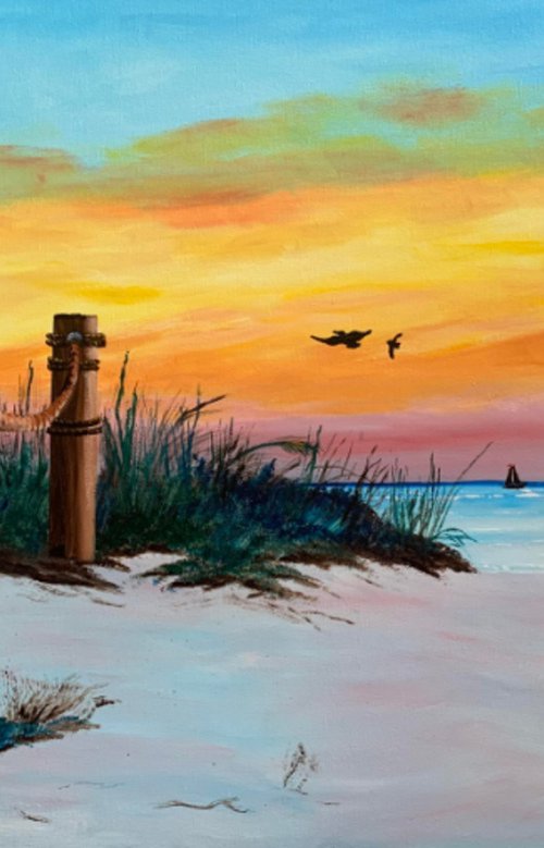 Sunset At Siesta Key Beach by Lloyd Dobson