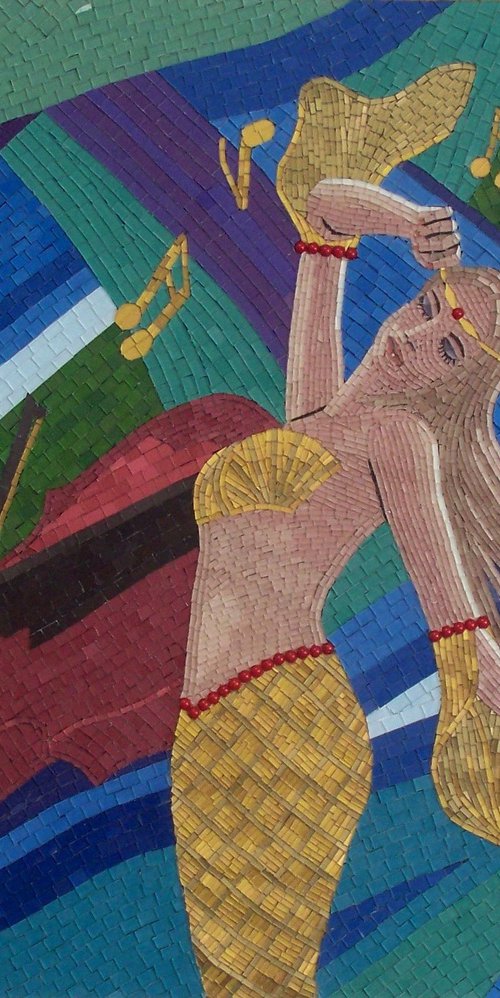 Lorelei - surreal mixed media mosaic woman art by Liza Wheeler