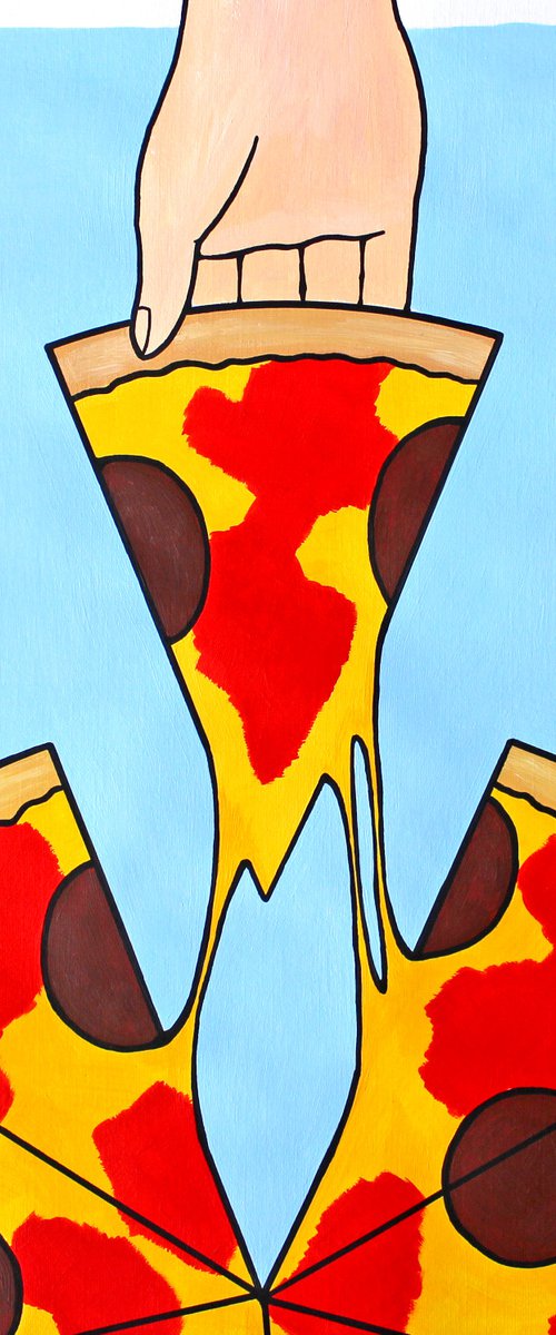 Pizza First Slice - Pop Art Painting On A3 Paper (Unframed) by Ian Viggars