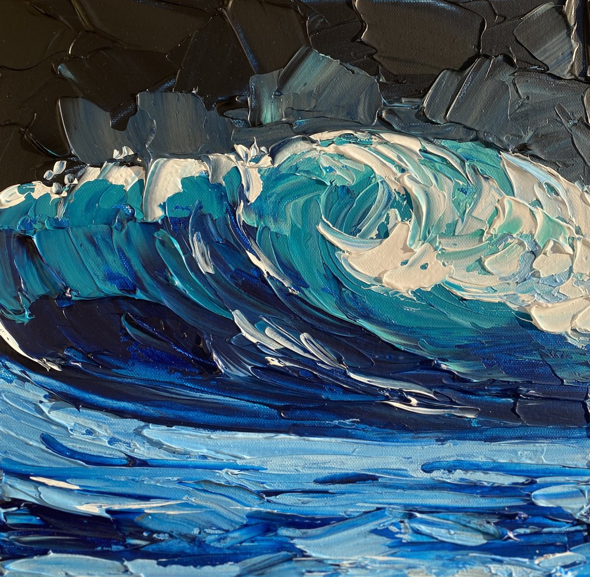 Impressionistic Landscape Acrylic Painting By Guzaliya Xavier, 12 X 12, Storm Is Coming, Original Artwork