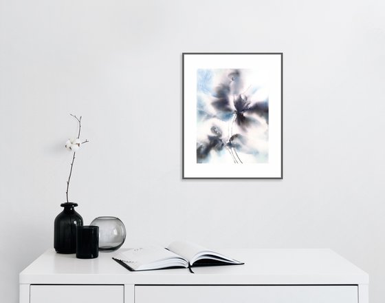 Dark blue abstract flowers