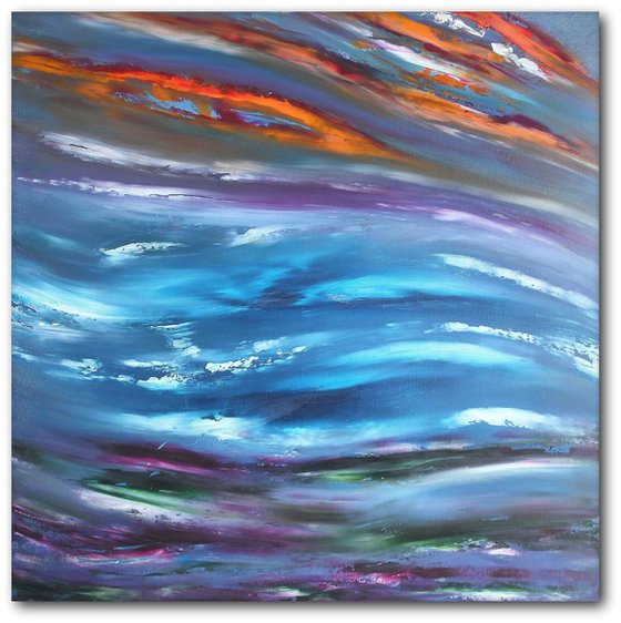 Sky transition - Trptych n° 3 Paintings, Original abstract, oil on canvas