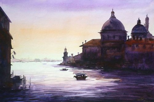 Venice Early Morning - Watercolor Painting by Samiran Sarkar