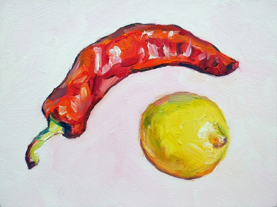Red chili pepper and lemon