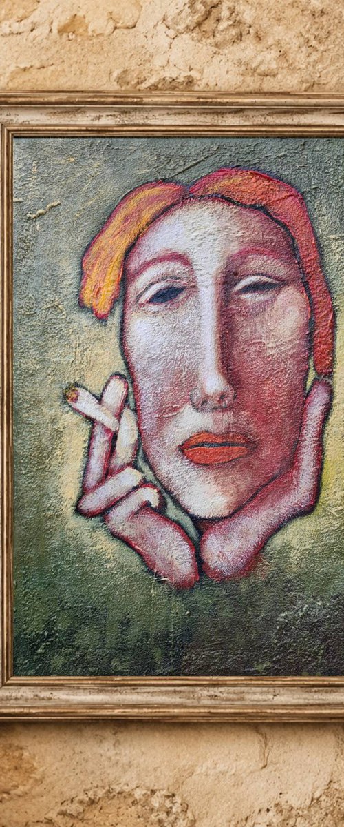 Silent Ember (30cm x 42cm x 1.6cm) by Zhana Viel