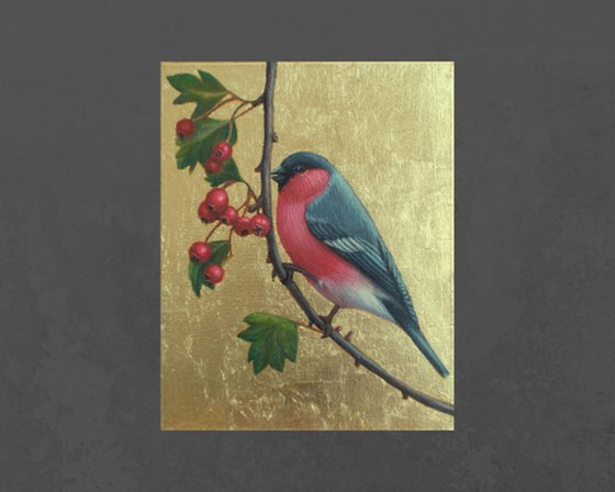 birds “Bullfinch on a Branch”