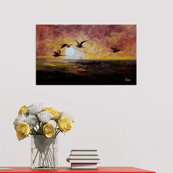 African egrets at sunset