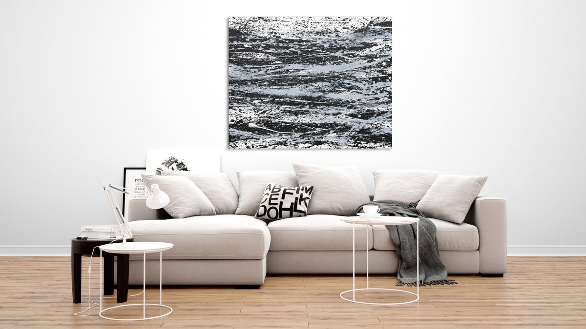 Abstract Landscape Acrylic Painting By Isabelle Pelletane, 39 X 32, Dark Water, Original Artwork
