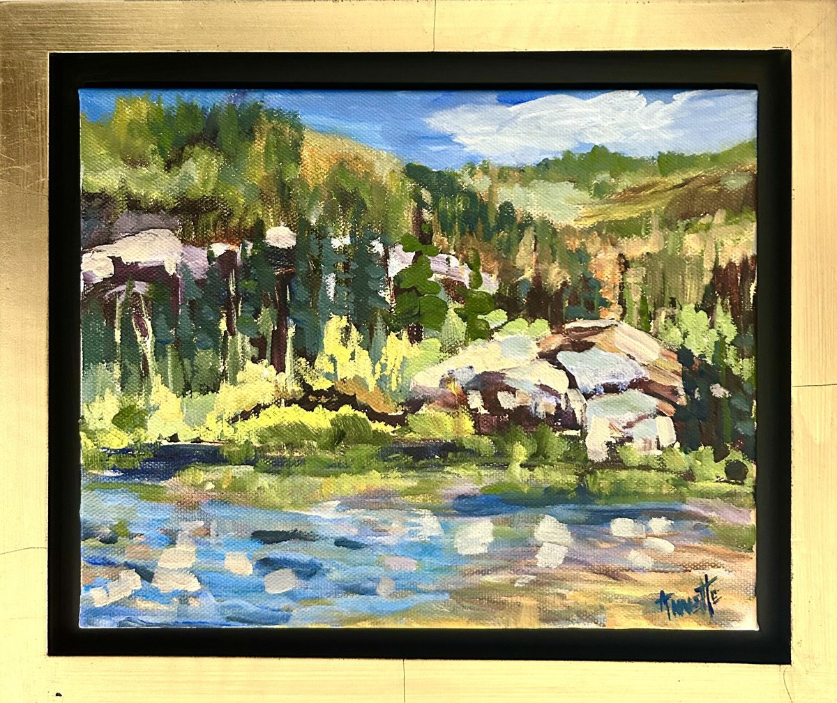 Impressionistic Landscape Acrylic Painting By Annette Wolters, 12 X 10, Solitude, Original Artwork