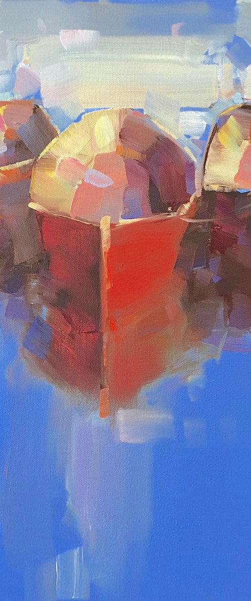Boats, Original oil painting, Handmade artwork, One of a kind by Vahe Yeremyan